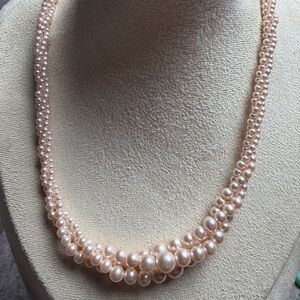 Elegant Pink Pearl Multi-Strand Necklace - Classic Women's Jewelry